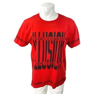Jack & Jones Men's Red Typography Cotton Short Sleeve Crew Tee T-Shirt Top XL
